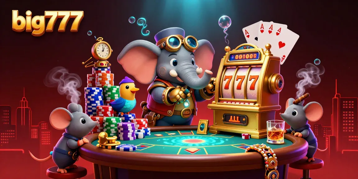 Operate the golden slot machine in big777, featuring dynamic casino elements and colorful poker chips.