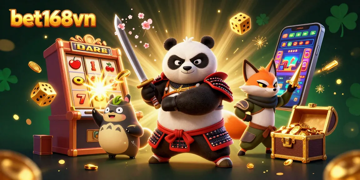 Experience thrilling gameplay with bet168vn's dynamic casino scene featuring vibrant characters and gaming elements.
