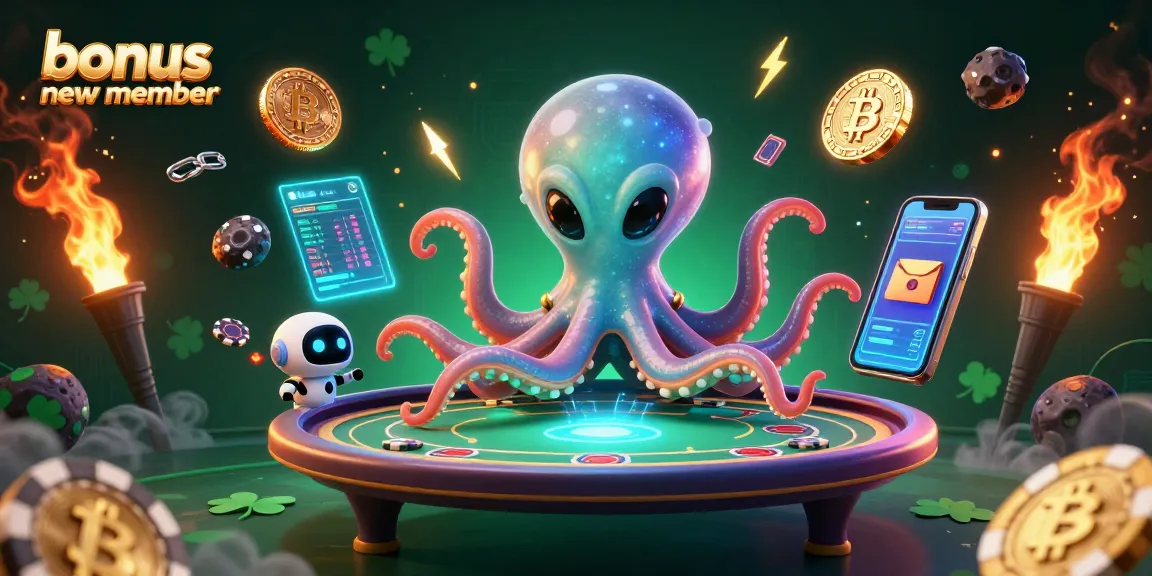 Engage with the bonus new member opportunity at the online casino in this vibrant 3D illustration.