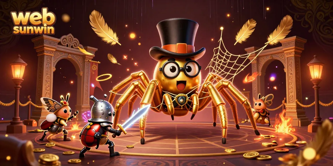 Engage in thrilling gameplay with web sunwin's vibrant casino illustration featuring a golden tarantula.